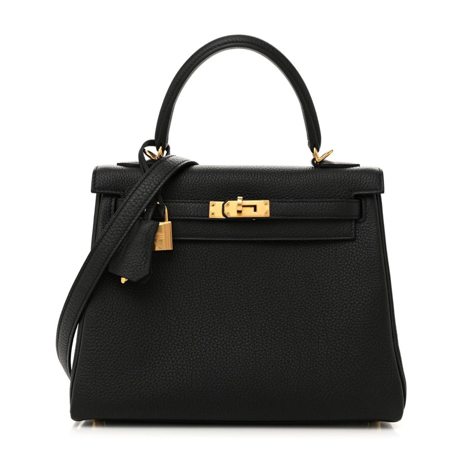 Kelly 25 Black Togo Gold Hardware