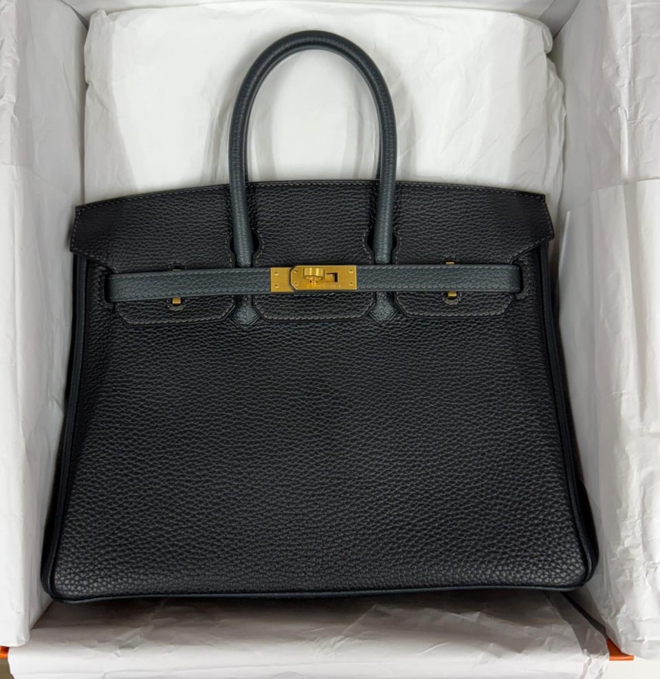Birkin 25 Black Vert Fonce Gold