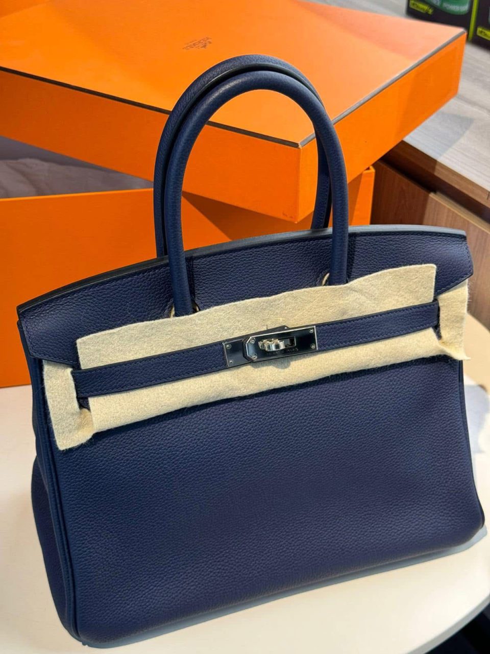 Birkin 30 Blue Nuit Togo Palladium