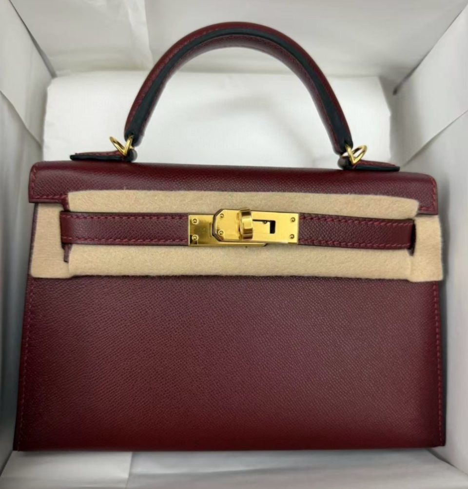 Kelly 20 Mini Rouge H Madame Gold