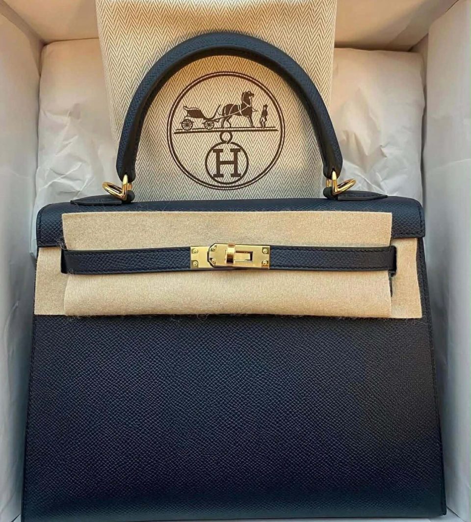 Kelly 25 Blue Indigo Epsom Gold