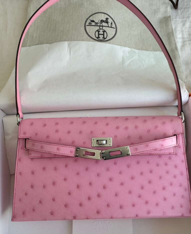 Kelly Elan Bubblegum Ostrich Palladium