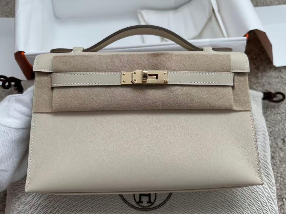 Kelly Pochette Craie Swift Permabrass