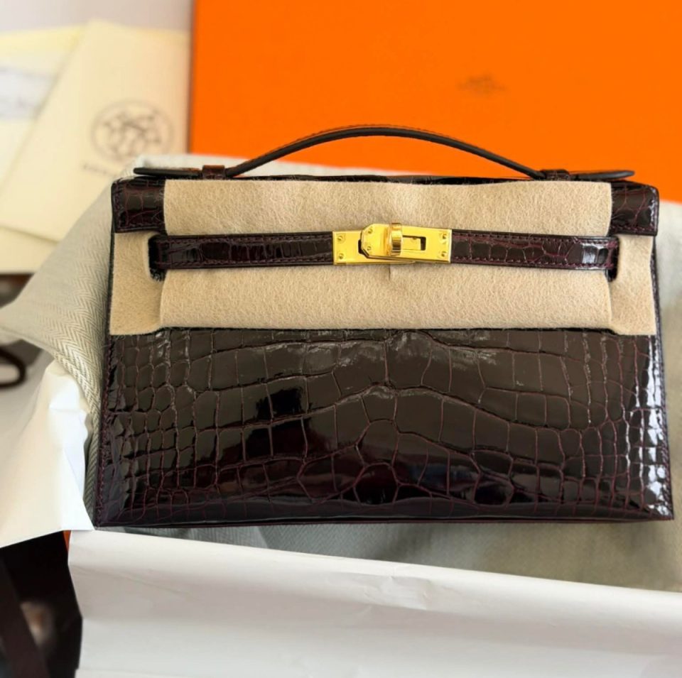 Kelly Pochette HSS Bordeaux Black Gold