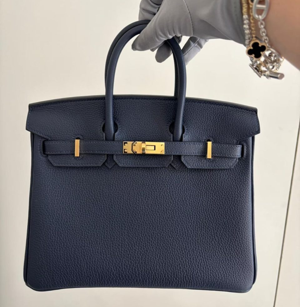 Birkin 25 Blue Abyss Togo Gold