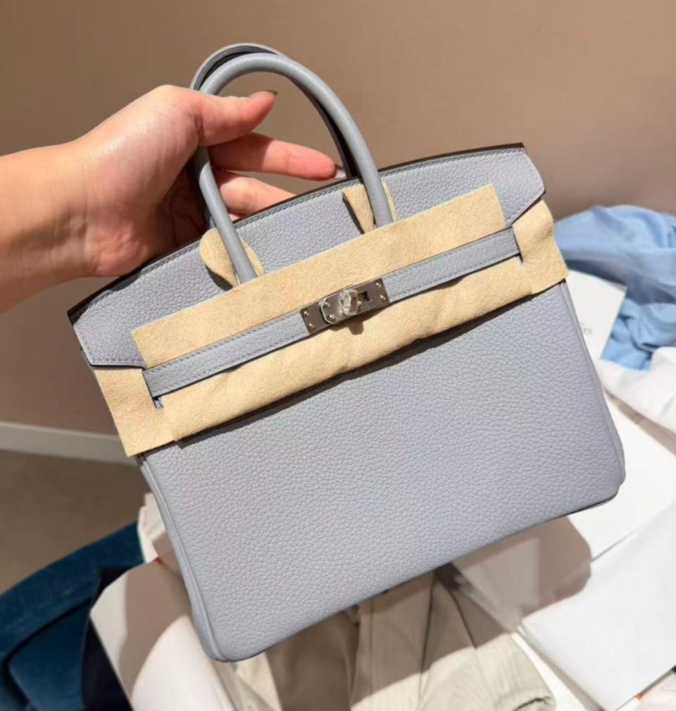 Birkin 25 Gris Pantin Togo Palladium