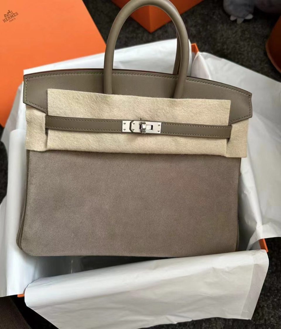 Birkin 25 Grizzly Etoupe Palladium
