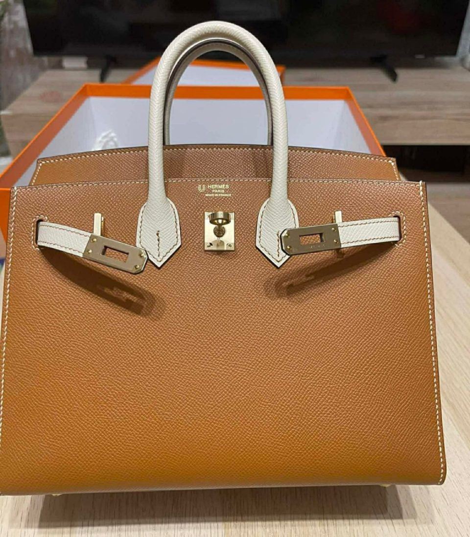 Birkin 25 HSS Gold Craie Epsom Permabrass
