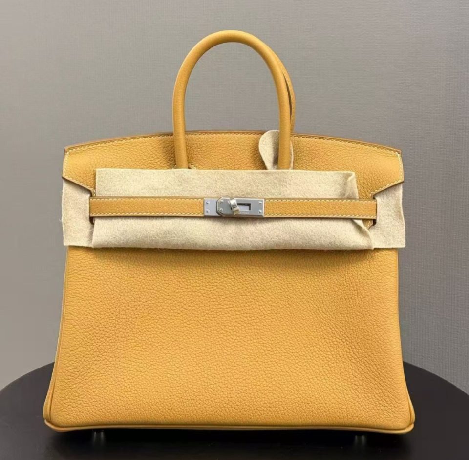 Birkin 25 Paille Togo Palladium