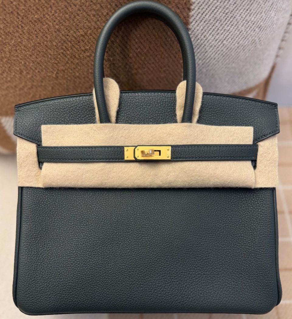 Birkin 25 Vert Fonce Togo Gold