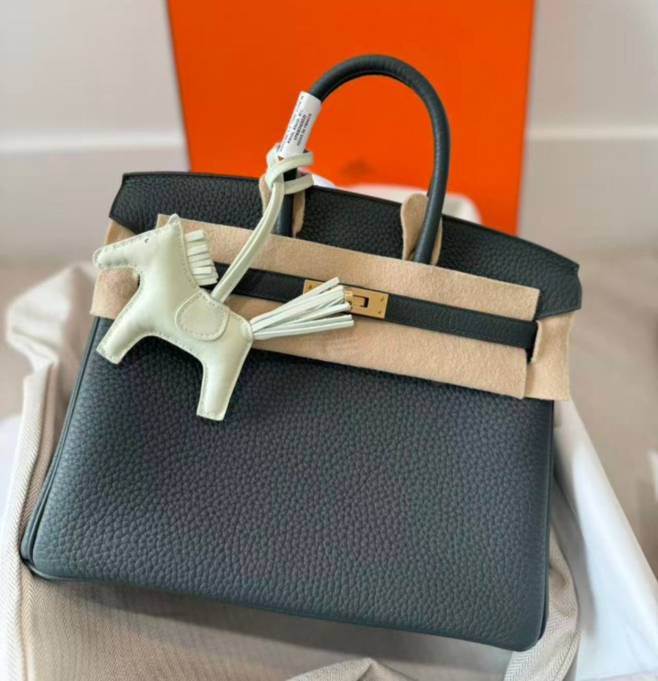 Birkin 25 Vert Mangrove Togo Gold