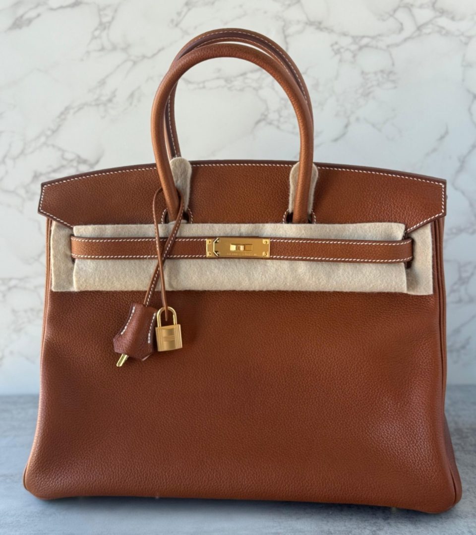 Birkin 35 Fauve Barenia Faubourg Gold