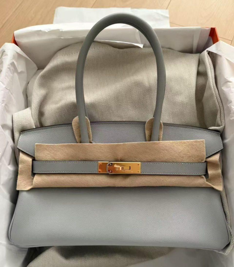 Birkin Shoulder Blue Glacier Gold