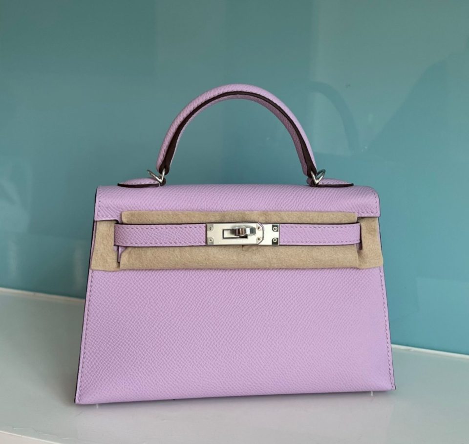 Kelly 20 Mini Gui Mauve Epsom Palladium