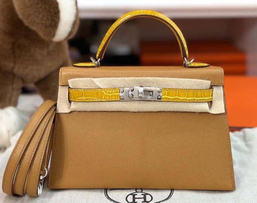 Kelly 20 Mini Touch Sesame Jaune Ambre Madame Palladium