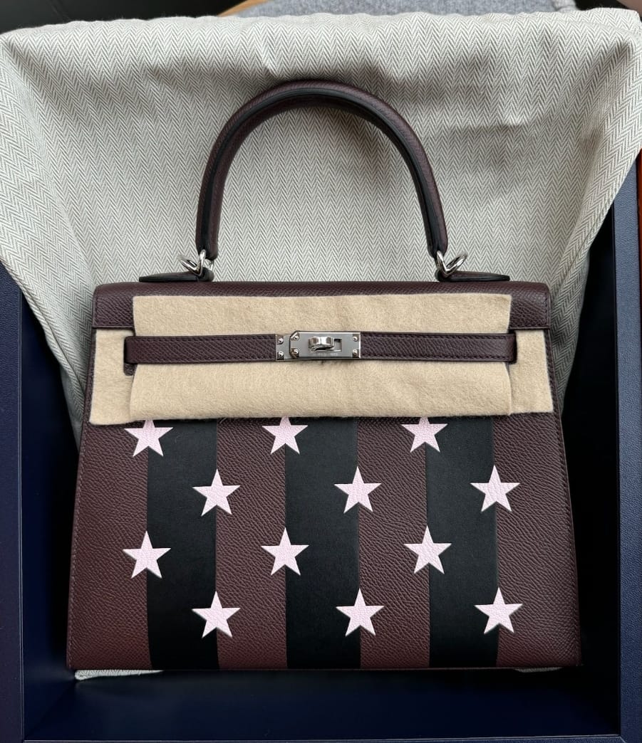 Kelly 25 Casaque Star Rouge Sellier Epsom Palladium