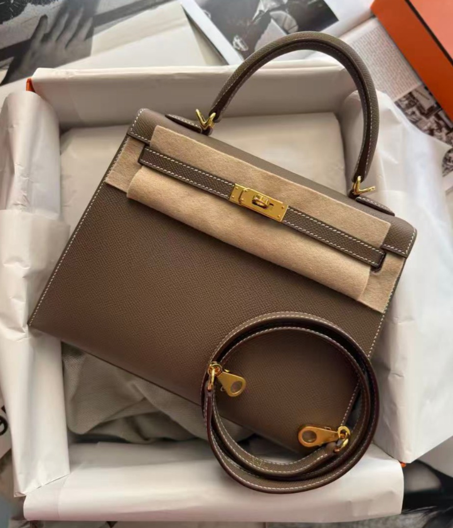 Kelly 25 Etoupe Epsom Gold