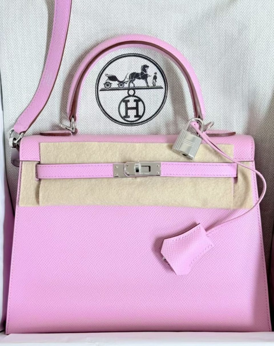 Kelly 25 Mauve Sylvestre Epsom Palladium