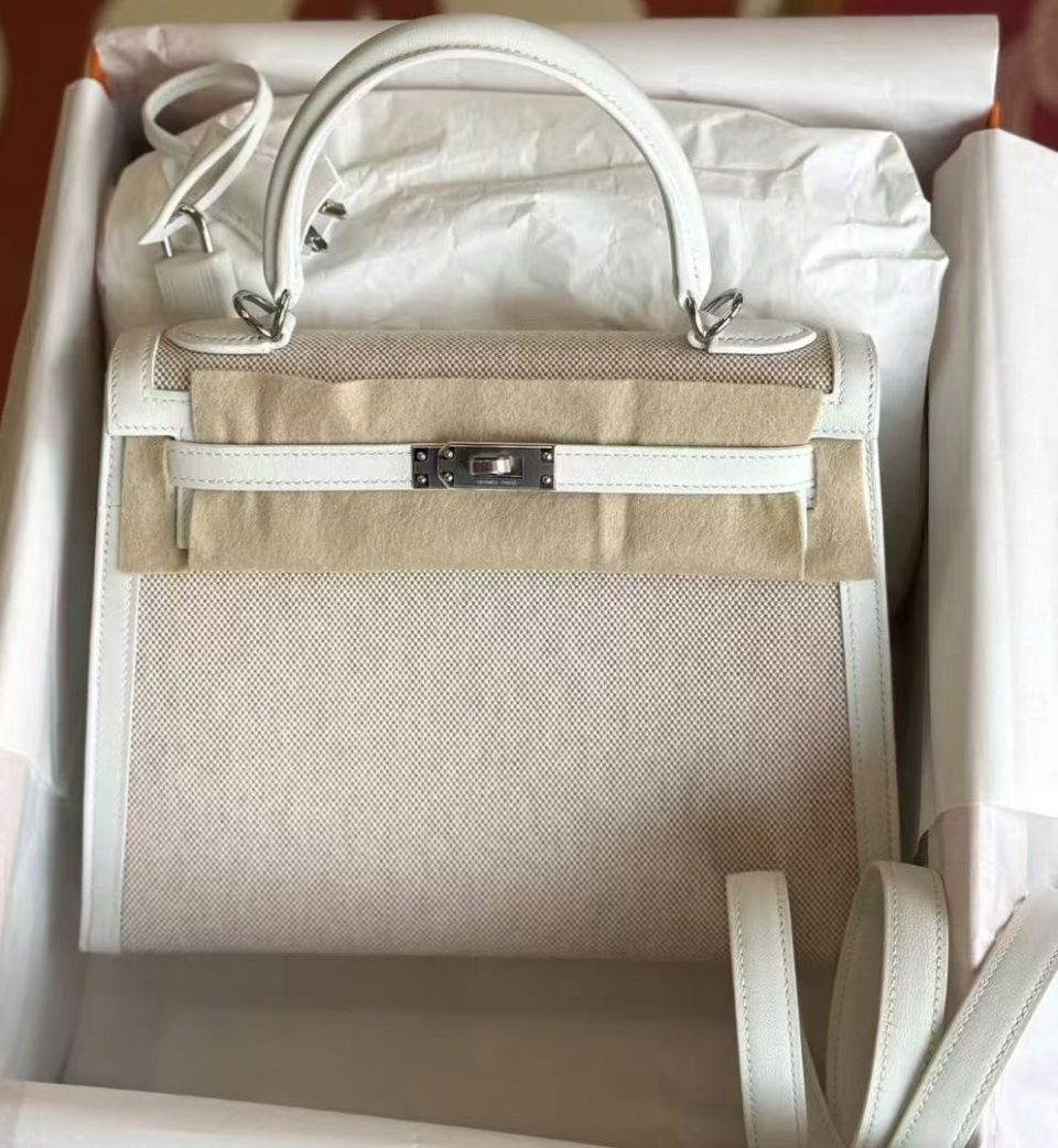 Kelly 25 Toile New White Palladium