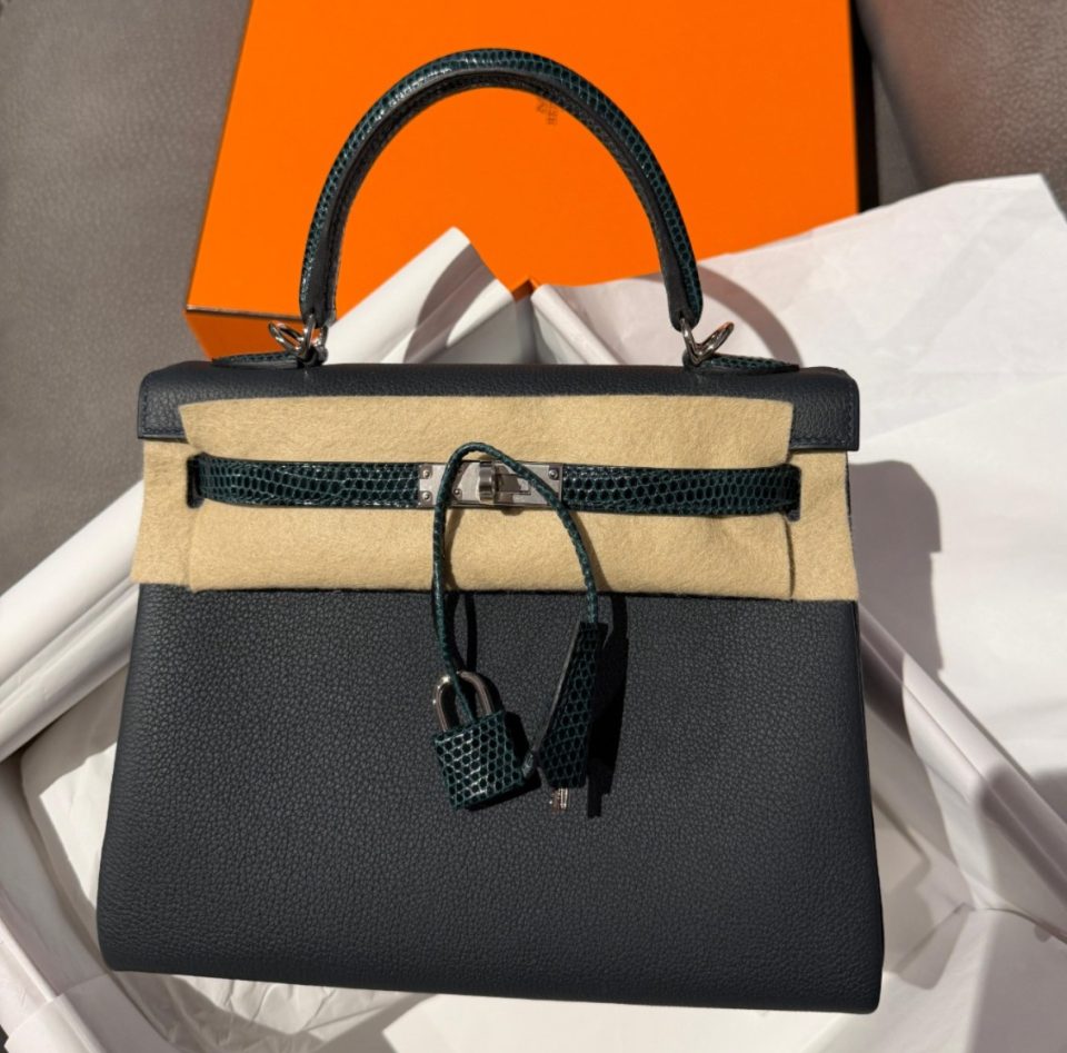 Kelly 25 Touch Vert Rousseau Vert Cypress Togo Palladium