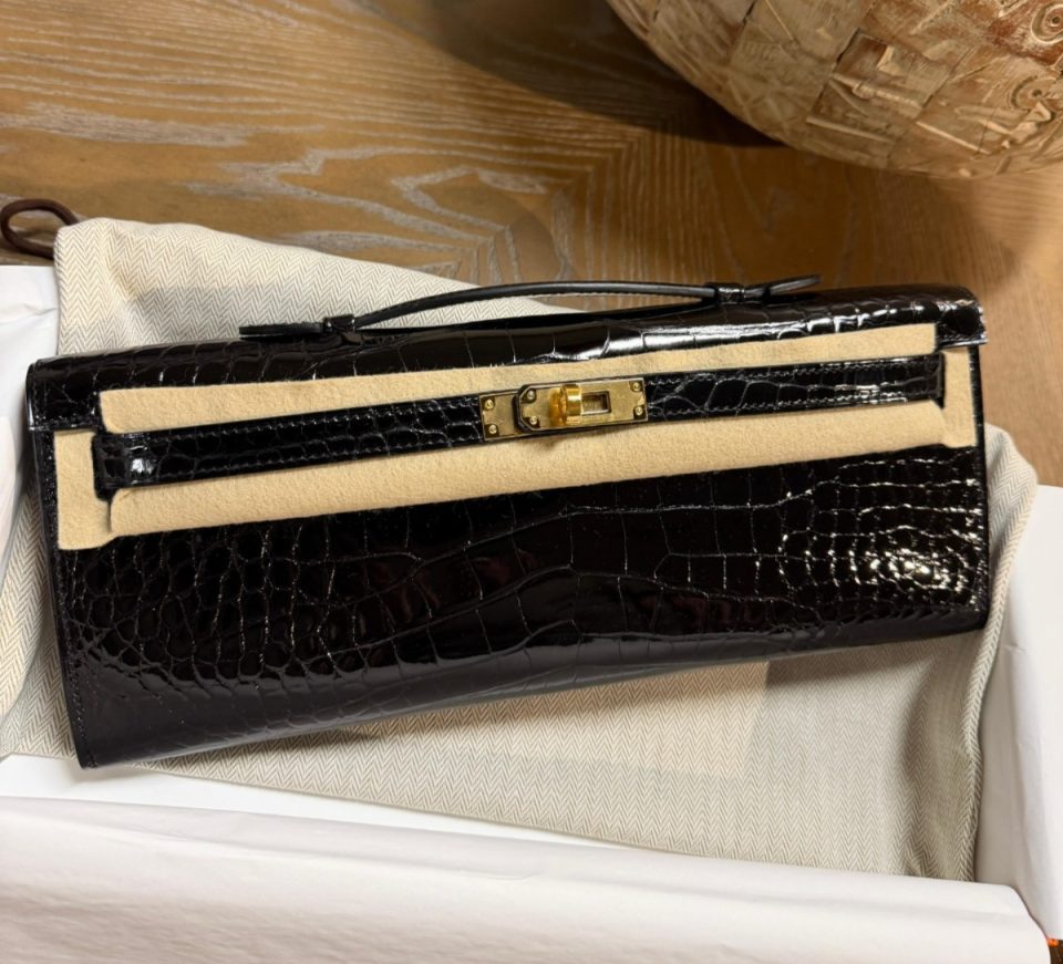 Kelly Cut Black Alligator Gold