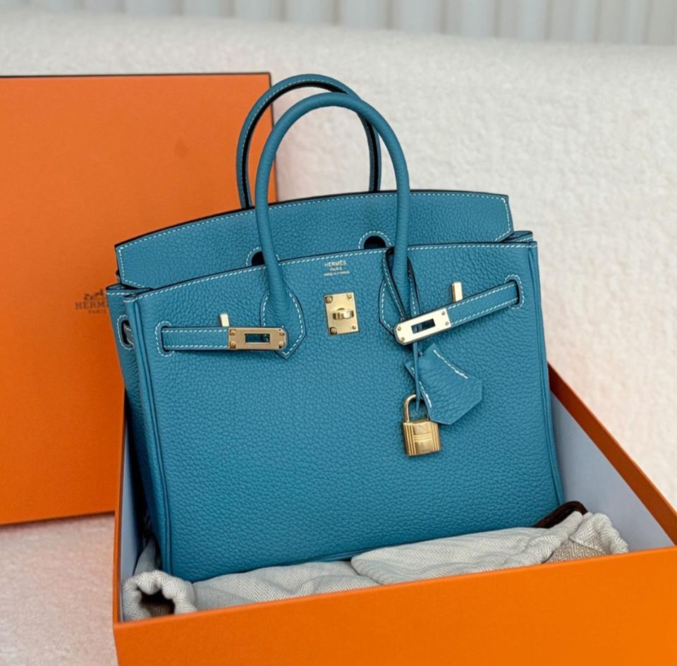 Birkin 25 Blue Jean Togo Gold