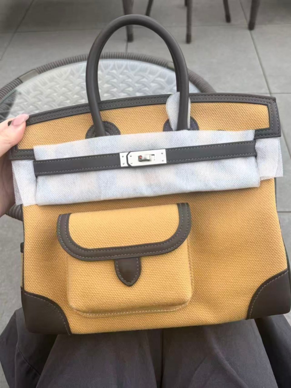 Birkin 25 Cargo Paille Palladium