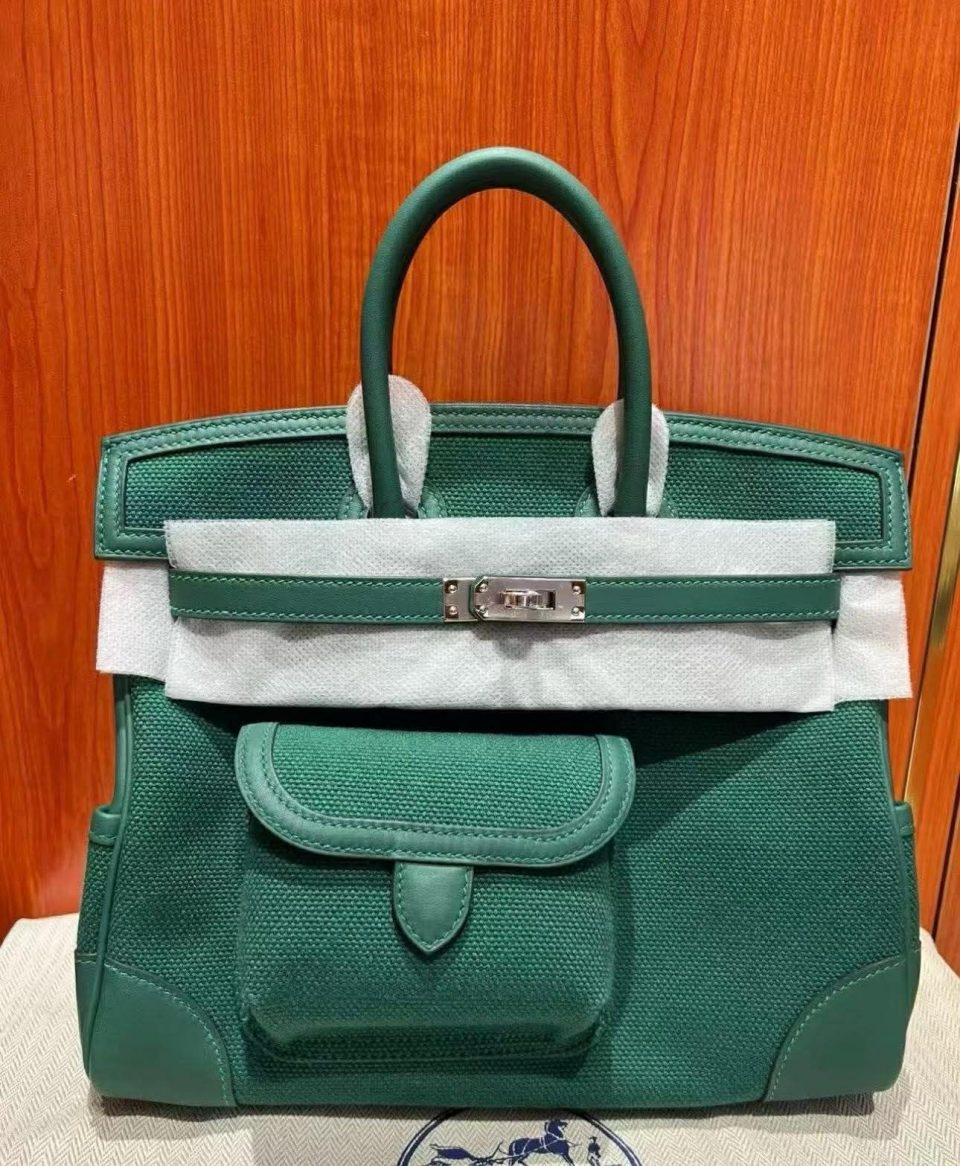 Birkin 25 Cargo Vert Moyen Palladium