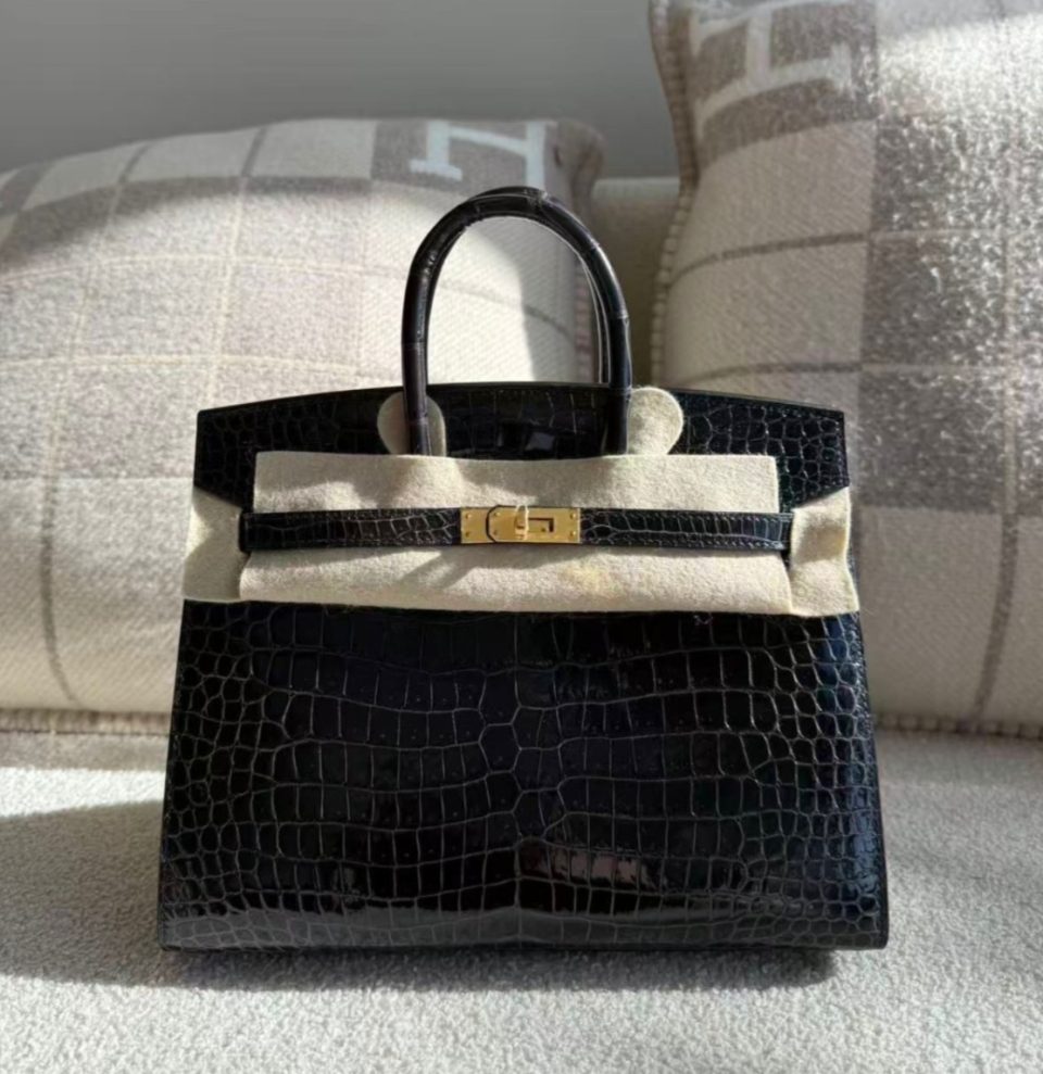 Birkin 25 Graphite Alligator Gold