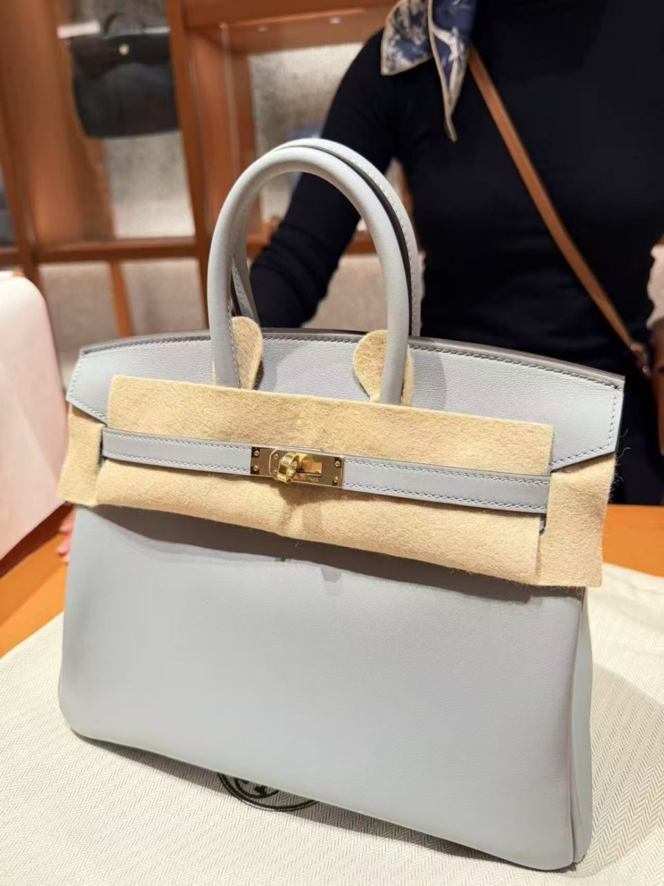 Birkin 25 Gris Pantin Swift Gold
