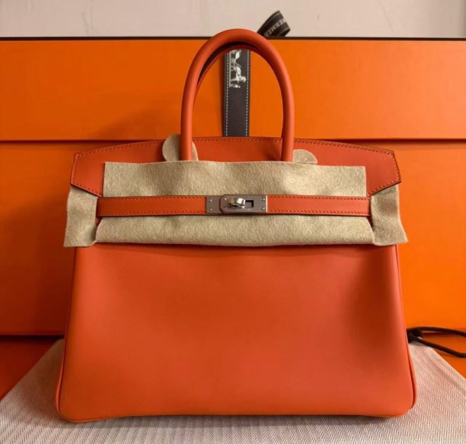 Birkin 25 Tangerine Swift Palladium