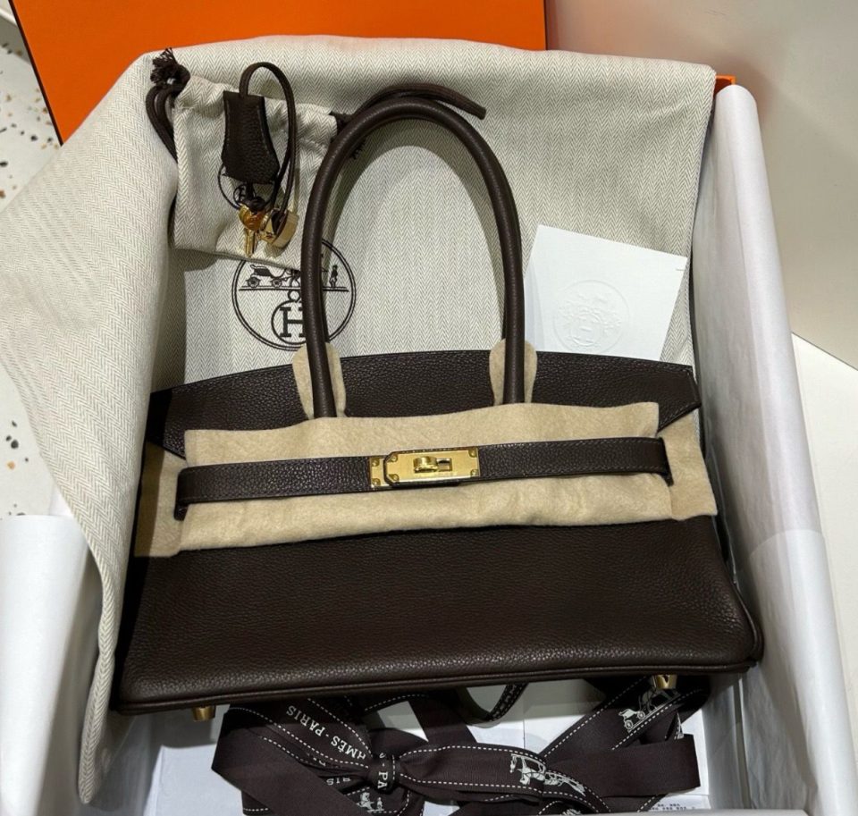 Birkin 29 Shoulder Ebene Barenia Gold