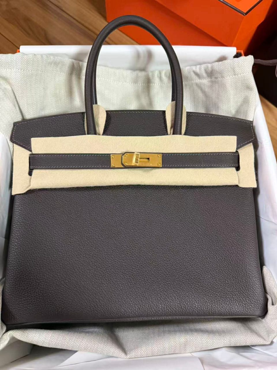 Birkin 30 Bai-Brun Togo Gold