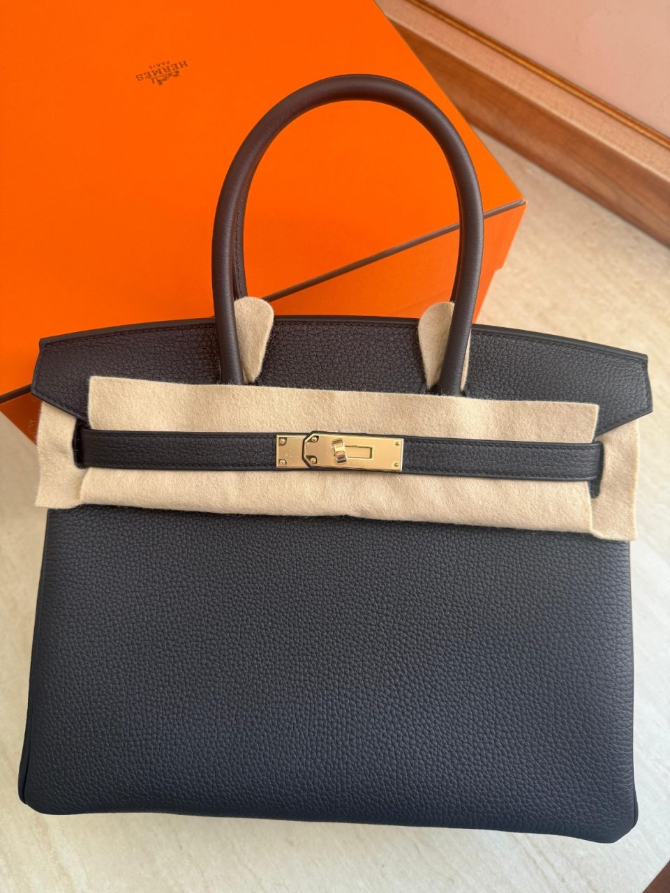 Birkin 30 Black Togo Permabrass