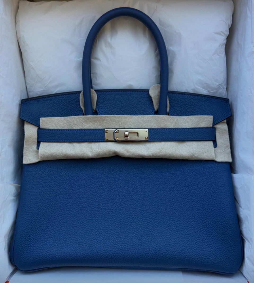 Birkin 30 Blue Tie Togo Permabrass