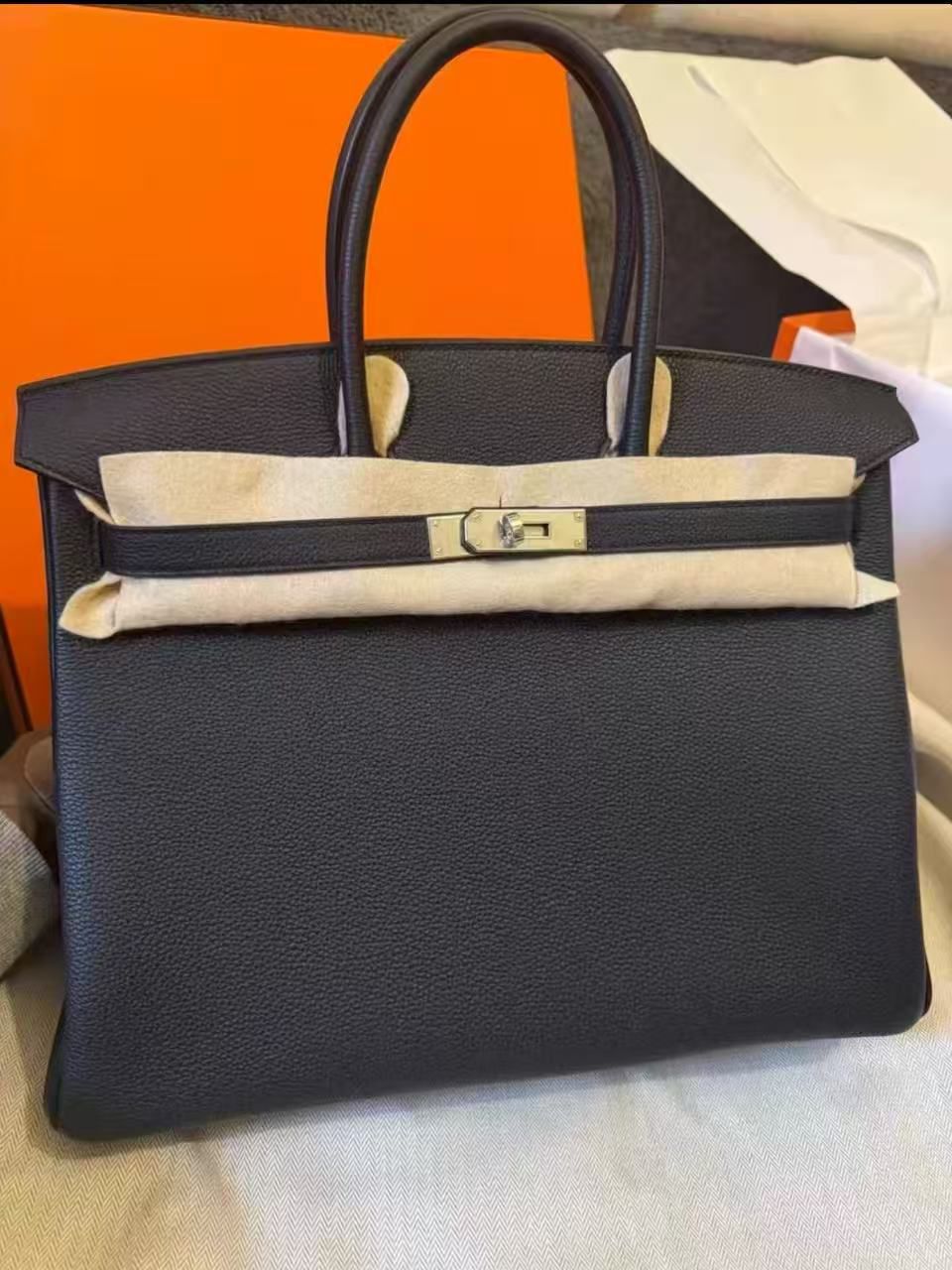 Birkin 35 Black Togo Palladium