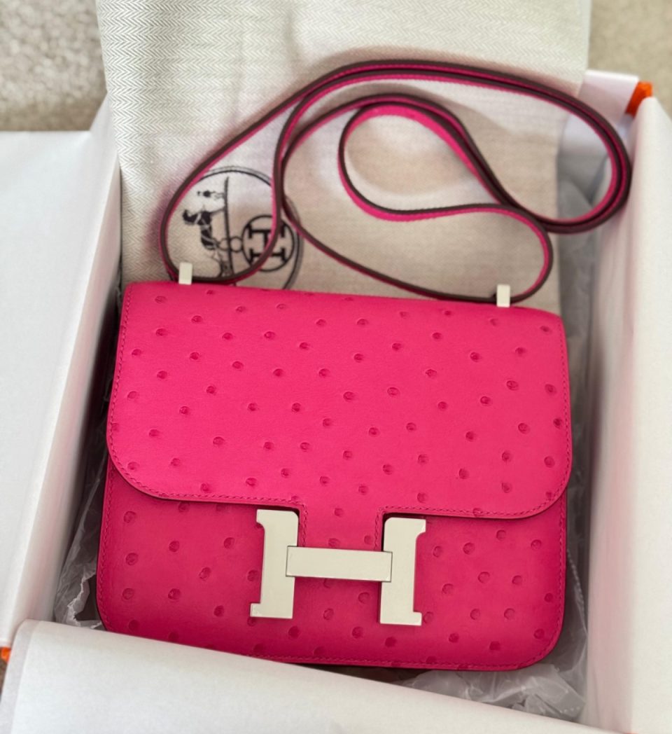 Constance 18 Rose Tyrien Ostrich Palladium