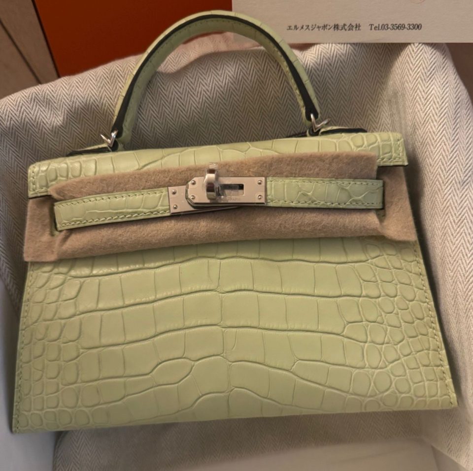 Kelly 20 Mini Jaune Bourgeon Niloticus Crocodile Palladium