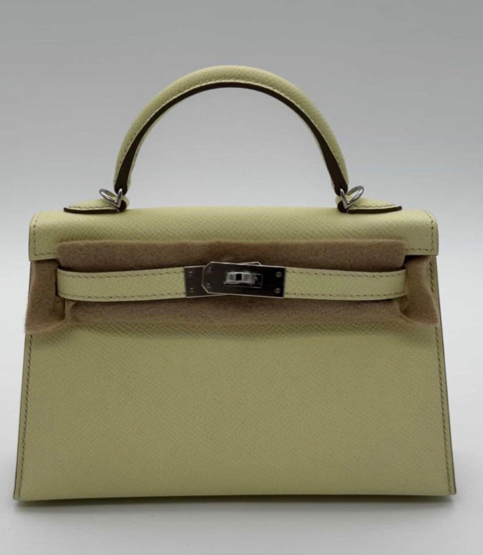 Kelly 20 Mini Jaune Milton Epsom Palladium