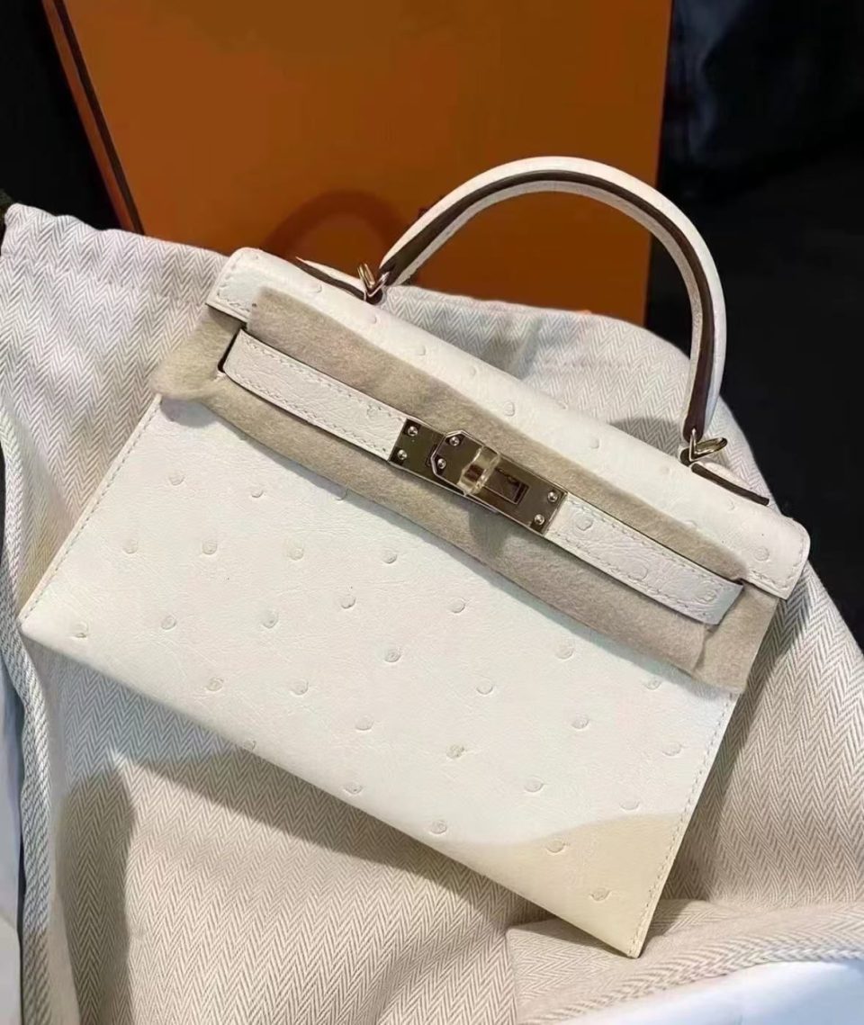 Kelly 20 Mini Nata Ostrich Gold