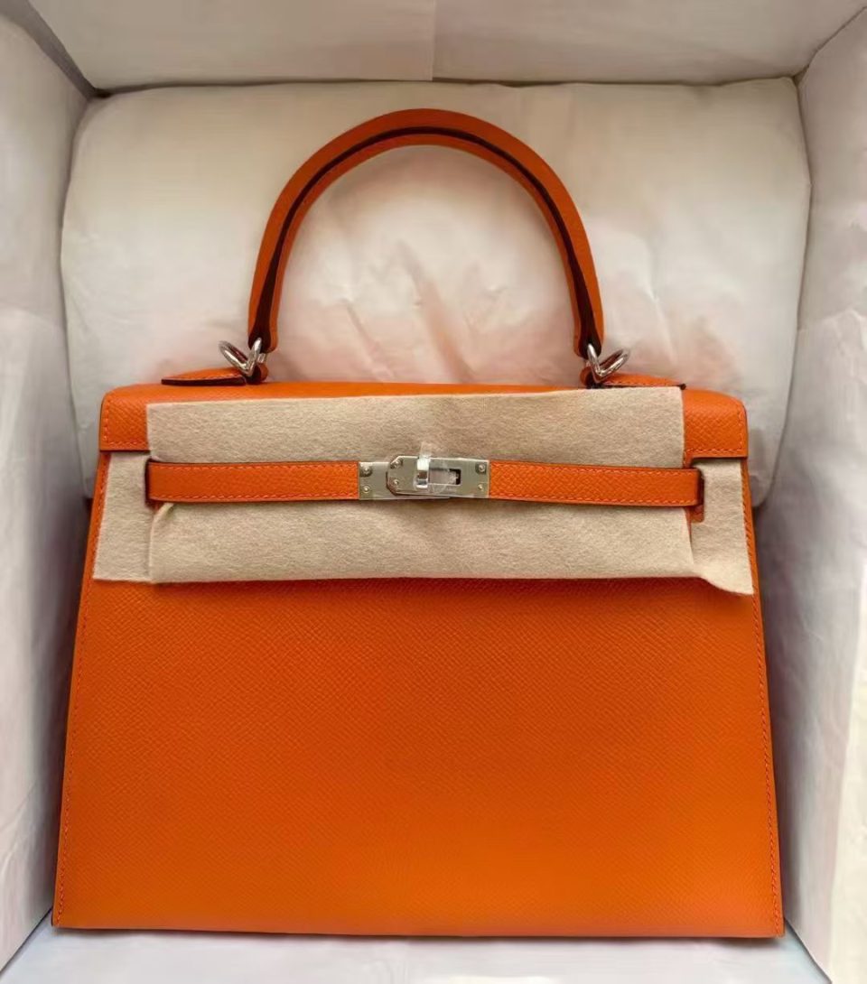 Kelly 25 Orange Epsom Palladium