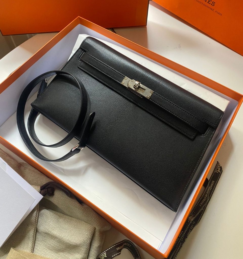 Kelly Elan Black Chevre Palladium