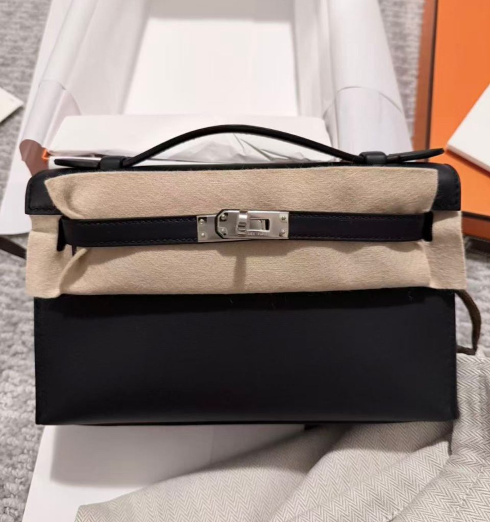 Kelly Pochette Black Swift Palladium