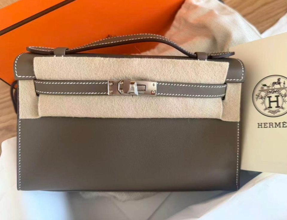 Kelly Pochette Etoupe Swift Palladium