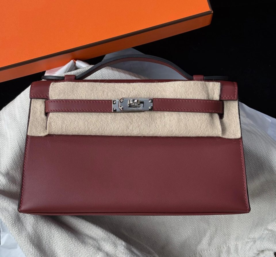 Kelly Pochette Rouge H Swift Palladium
