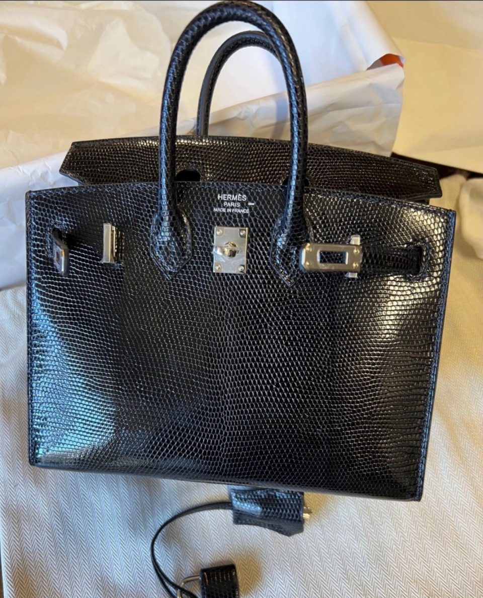 Birkin 20 Black Salvator Lizard Palladium