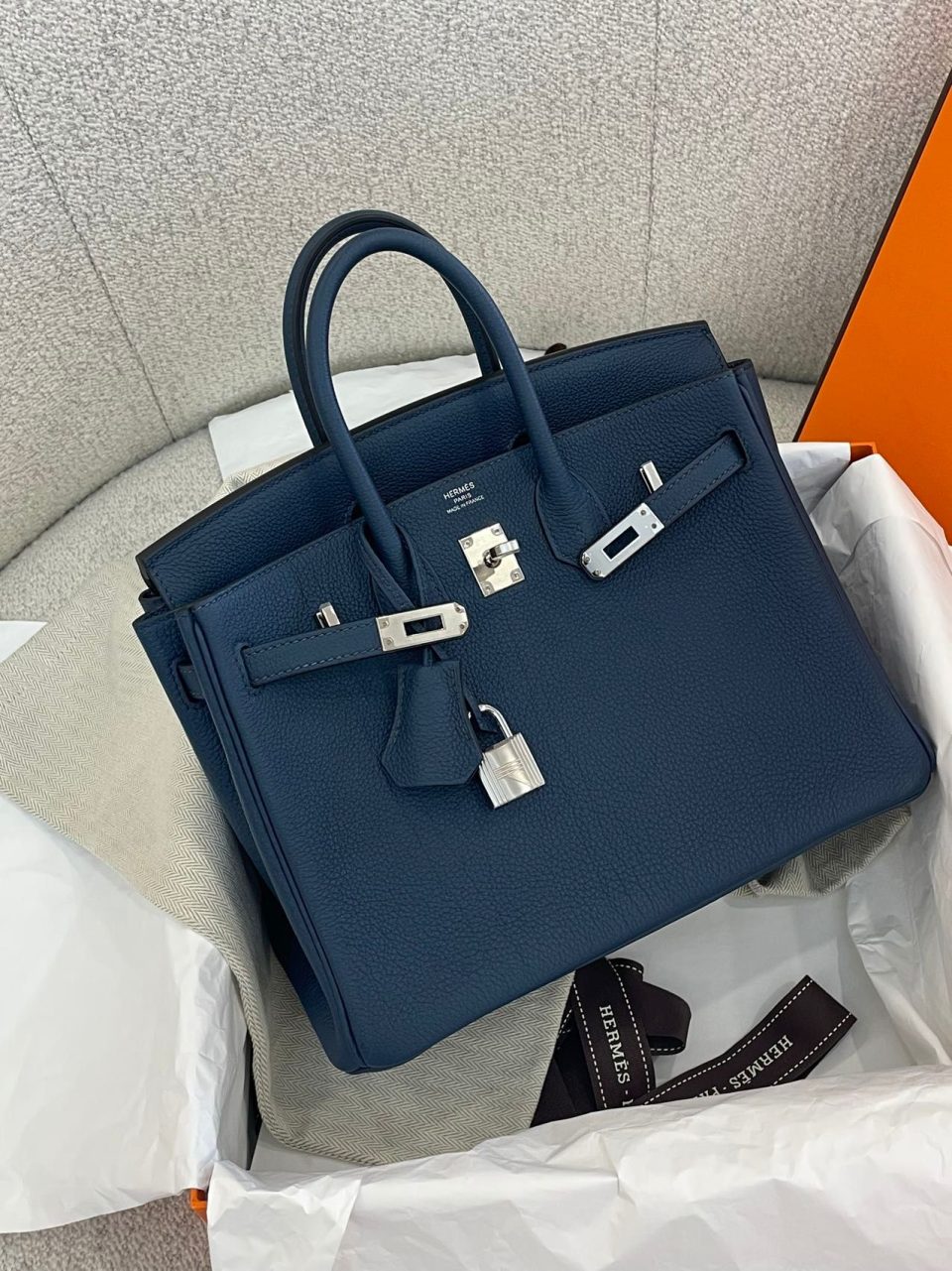 Birkin 25 Blue de Prusse Togo Palladium