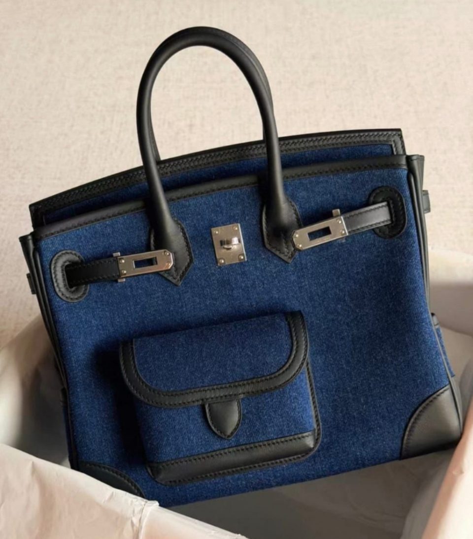 Birkin 25 Cargo Denim Moyen Black Swift Palladium