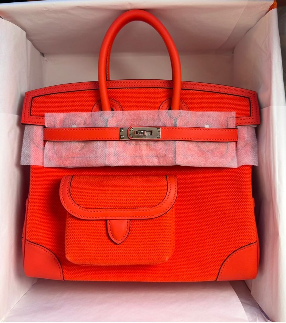 Birkin 25 Cargo Orange Field Palladium