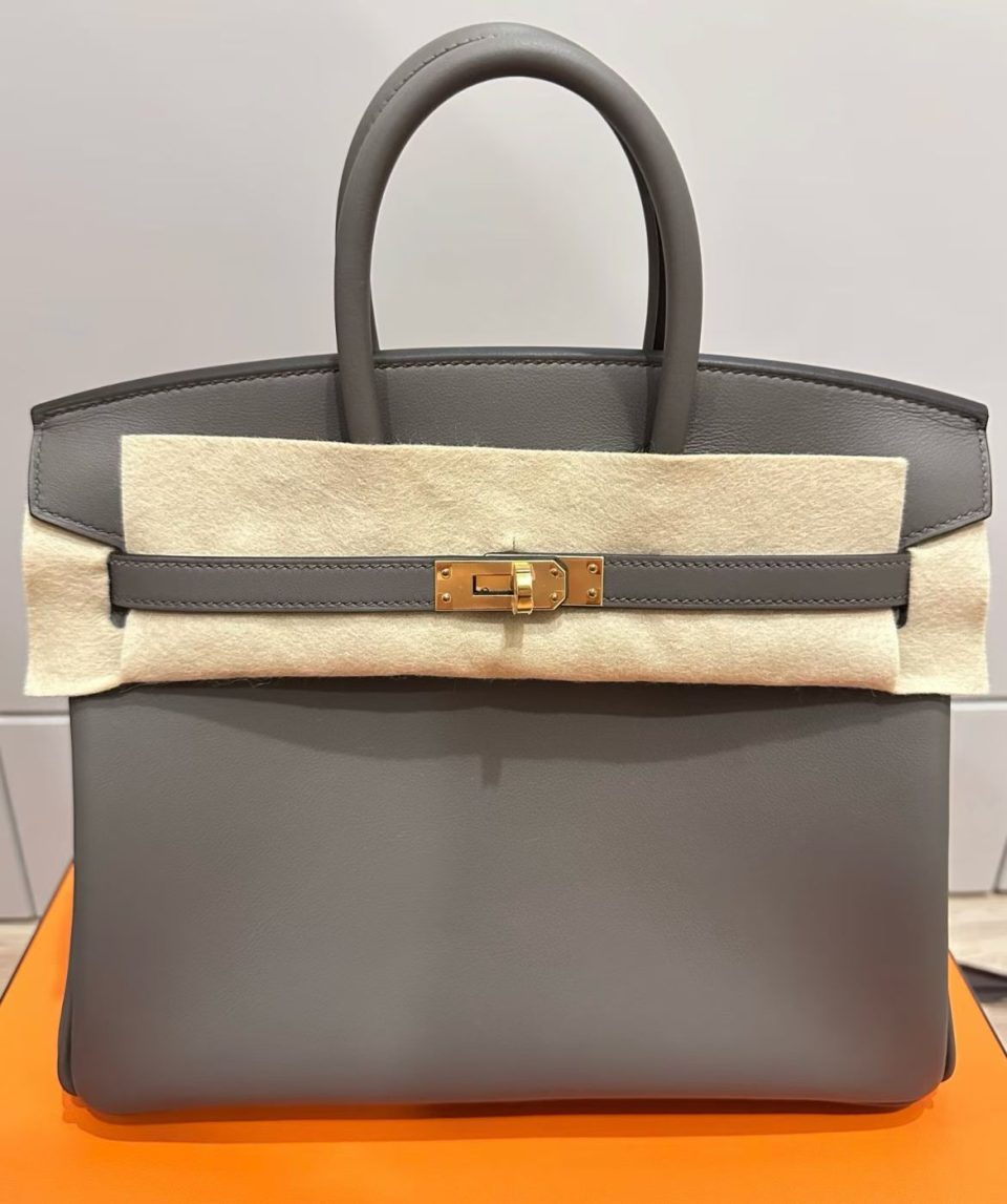 Birkin 25 Gris Etain Swift Gold